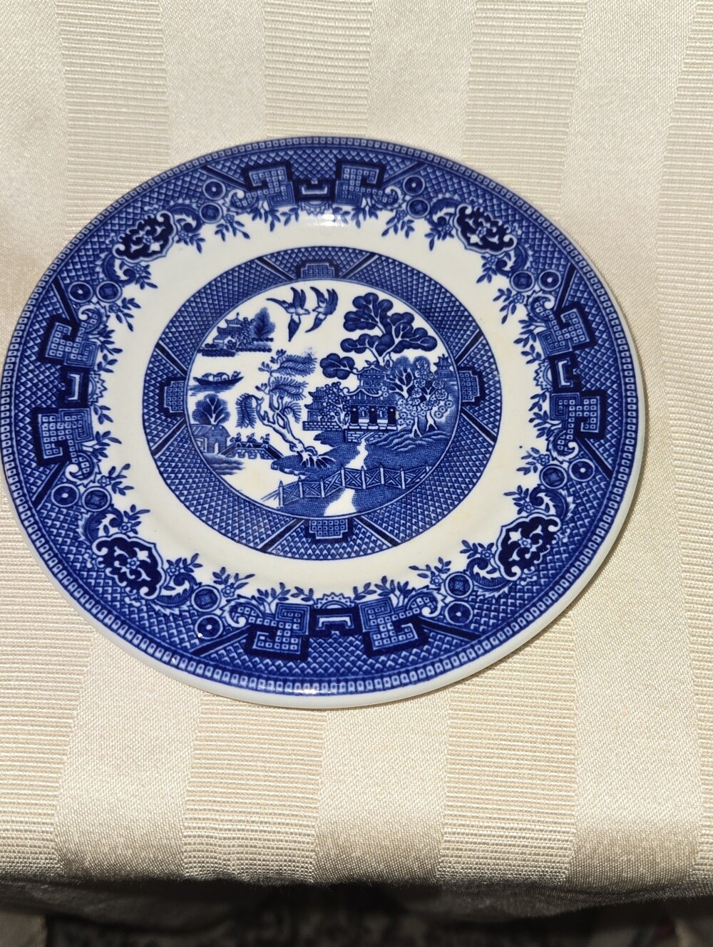 Small Shenango Blue Willow Decorative Porcelain Plate - Blue